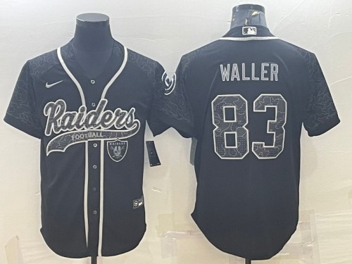 Men's Las Vegas Raiders #83 Darren Waller Black Reflective With Patch Cool Base Stitched Baseball Jersey